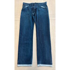 Dolce & Gabbana Jeans Mens 35 Blue Straight Leg Contrast Trim Logo Plaque Y2K